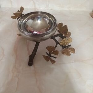 Michael Aram Silver Bowl with Gold Butterfly Accents